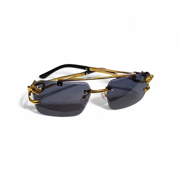 Accessories - Luxury Rimless Square Sunglasses with Gold Hardware